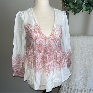 πΉ Lucky Brand Peplum Babydoll Swing V Neck Blouse